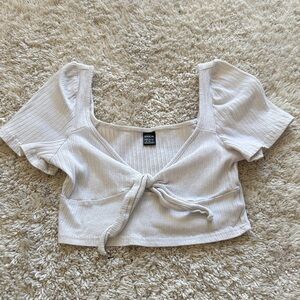 Ribbed Beige Crop Top